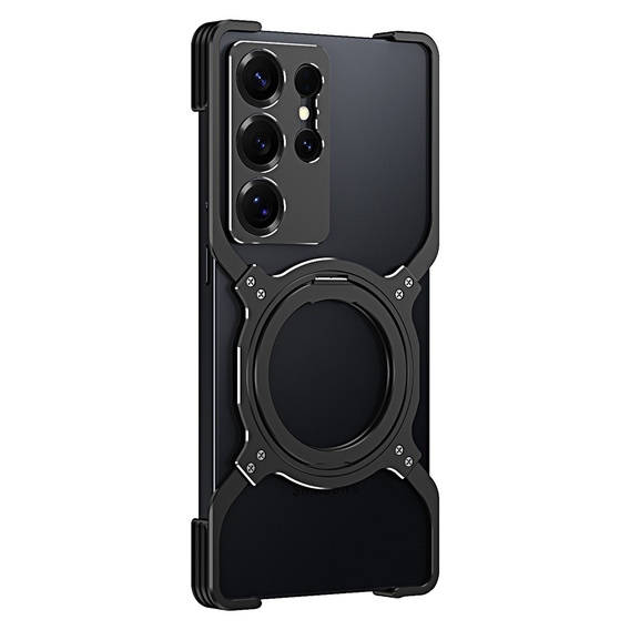 Case for Samsung Galaxy S25 Ultra, Kickstand Bumper, with lens cover, for MagSafe, black / silver