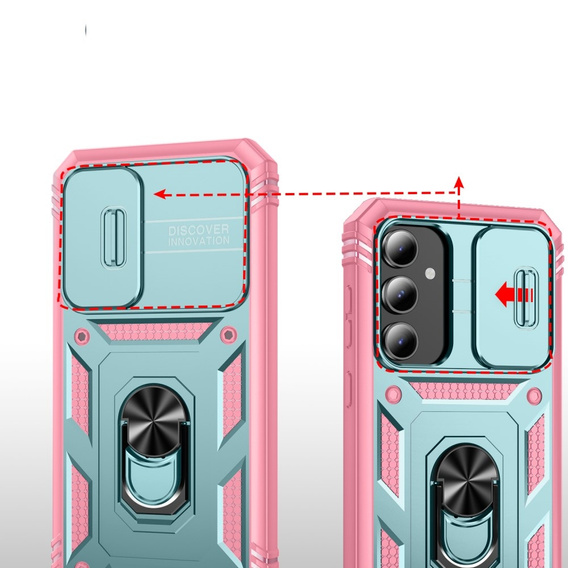Case for Samsung Galaxy S23 FE, CamShield Slide, green / pink