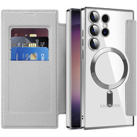 Flip case for Samsung Galaxy S24 Ultra, RFID Wallet MagSafe CamShield, silver