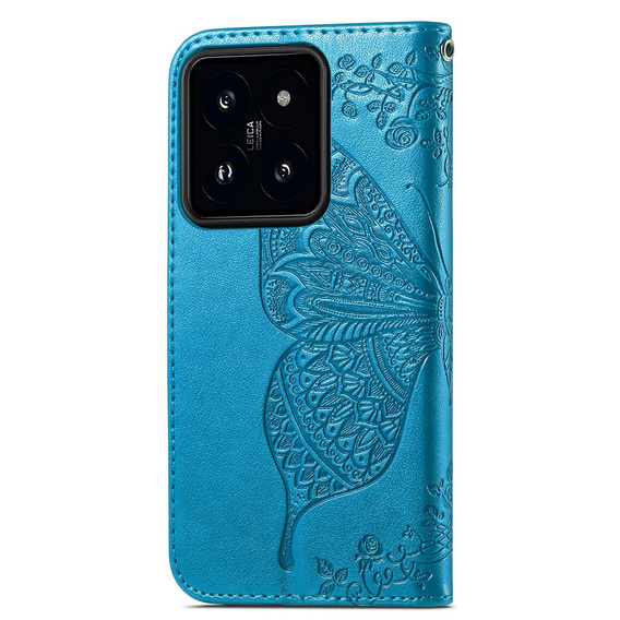 Flip case for Xiaomi 14T Pro, Butterfly, blue