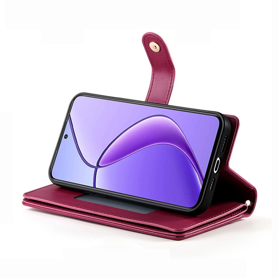 Flip case for Realme 14 Pro+ 5G, Wallet Zipper Pocket, red