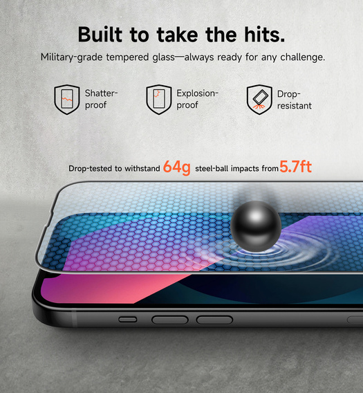 2x SURITCH tempered glass for iPhone 16e / 14 / 13 Pro