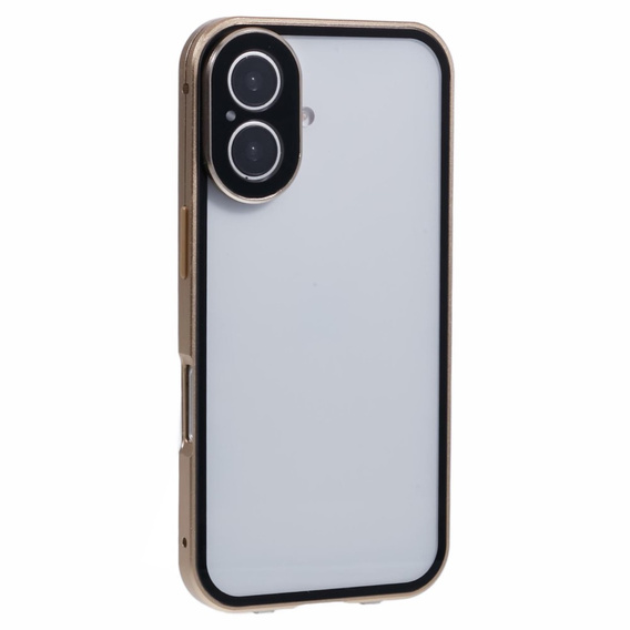 Case for iPhone 16, Magnetic Dual Glass, gold