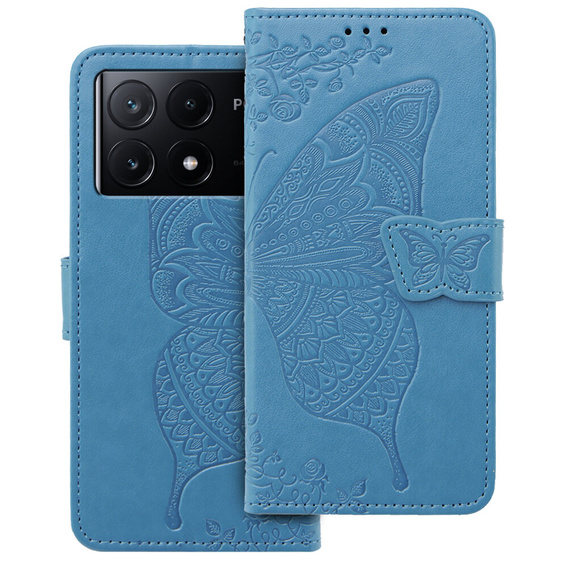 Flip case for Xiaomi Poco X6 Pro 5G, Butterfly, purple