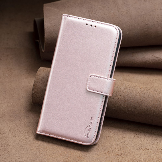 Flip case for Samsung Galaxy A25 5G, BINFEN Wallet, rose gold + 9H glass