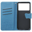 Flip case for Xiaomi Poco F6 Pro, Butterfly, blue
