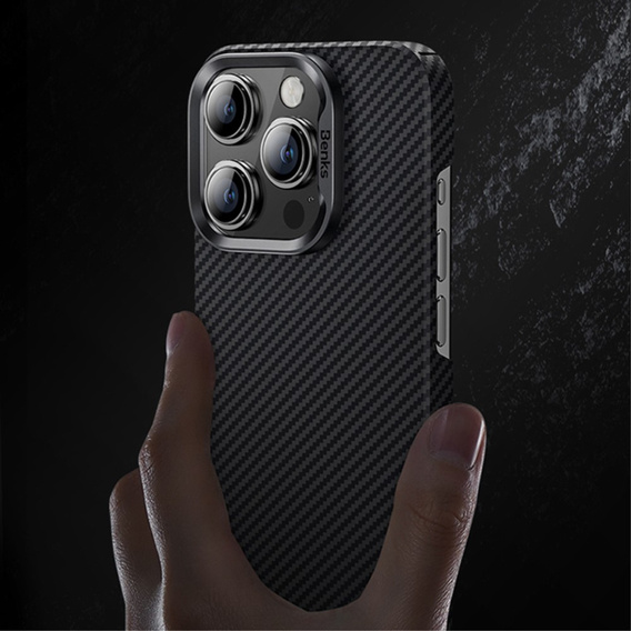 BENKS Kevlar Case for iPhone 15 Pro Max, for MagSafe, Carbon Fiber, black