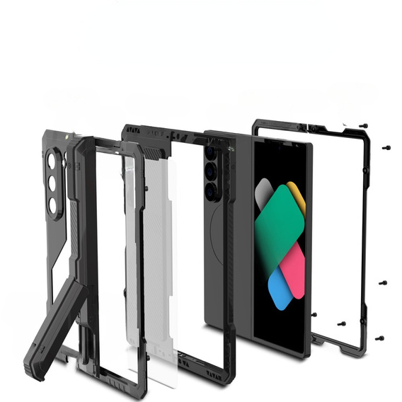 Armored case for Samsung Galaxy Z Fold6 5G, aluminum, with stand and stylus slot, black