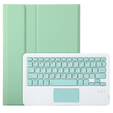 Case + keyboard iPad 10.9 2022 10 Gen, TouchPad Pen Slot, light green