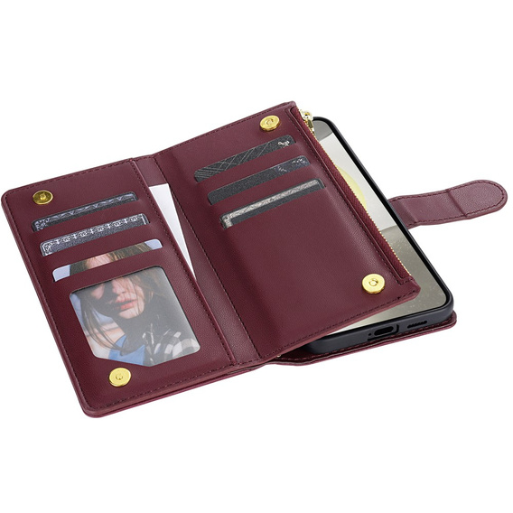 Flip case for Samsung Galaxy A56 5G, Rhombus Crossbody Leather, maroon