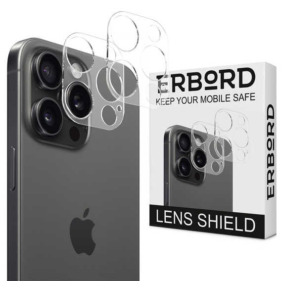 2x ERBORD tempered glass for camera to iPhone 15 Pro / 15 Pro Max