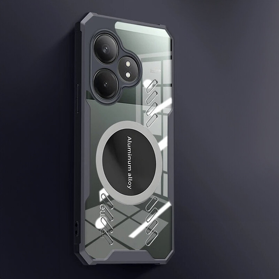 Case for Realme GT 6 / 6T, with magnetic sheet, transparent / black