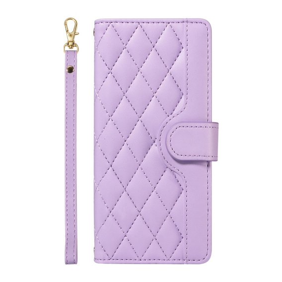 Flip case for iPhone 16E, Rhombus Crossbody Leather, purple