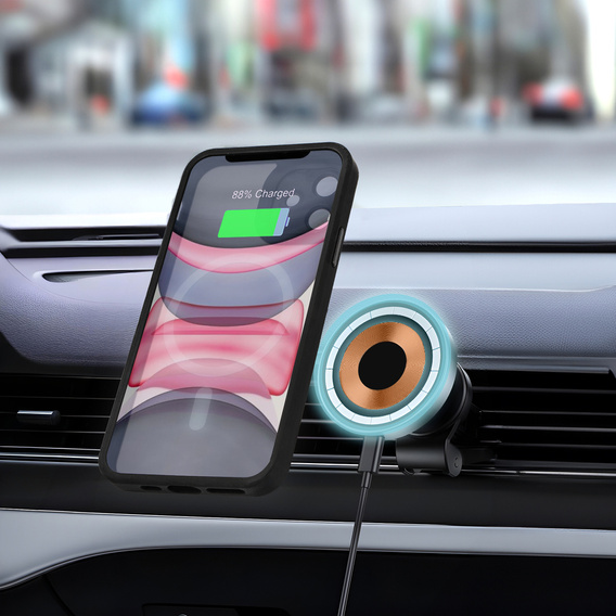 Case for iPhone 11, for MagSafe, ERBORD Matt Case, black + Screen Glass