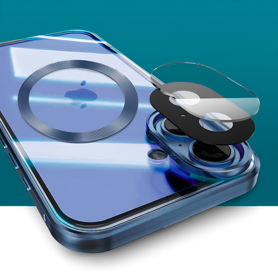 Magnetic Dual Glass MagSafe case for iPhone 16, blue