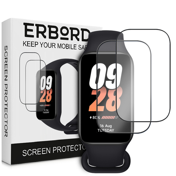 2x ERBORD Hybrid Glass for Xiaomi Smart Mi Band 8 Active