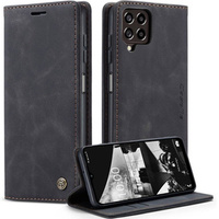 CASEME case for Samsung Galaxy M33 5G, Leather Wallet Case, black