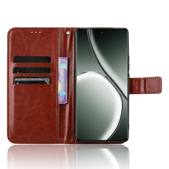 Flip case for Realme GT 6 / 6T, Crazy Horse Wallet, brown