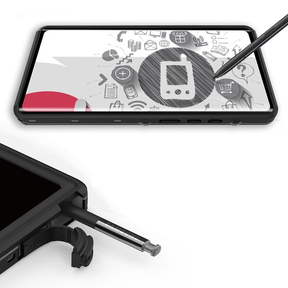 IP68 Waterproof Case for Samsung Galaxy Note 20 Ultra, Redpepper, black