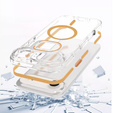 Case for iPhone Air, for MagSafe, with stand, transparent with gold inserts
