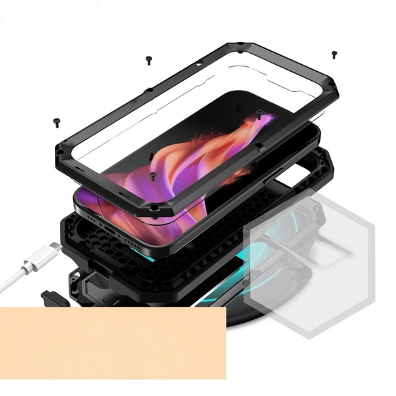 Case for iPhone 15 Plus, R-JUST CamShield Slide, armoured, black