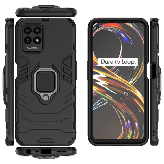 Case for Realme 8i, Kickstand Ring, black