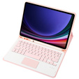 Case + keyboard Samsung Galaxy Tab S9, Leather Pen Slot TouchPad, pink rose gold