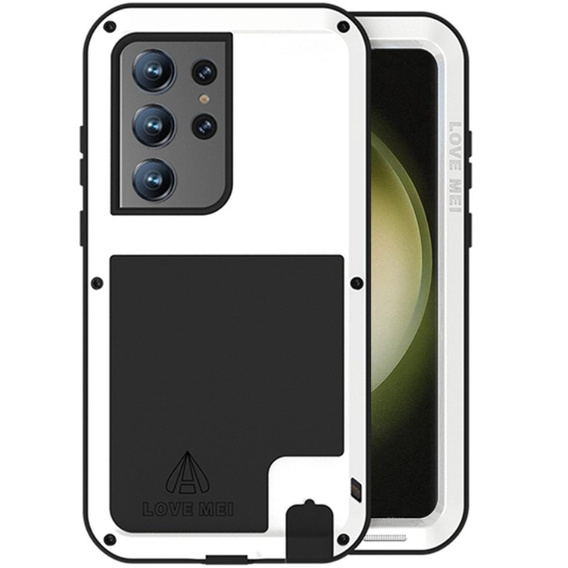 Love Mei Case for Samsung Galaxy S23 Ultra, armored without glass, white