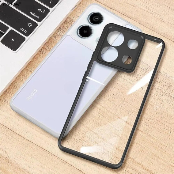 Case for Xiaomi Redmi Note 13 Pro 4G / Xiaomi Redmi Note 14S / Xiaomi Poco M6 Pro 4G, Fusion Hybrid, with camera protection, transparent / black