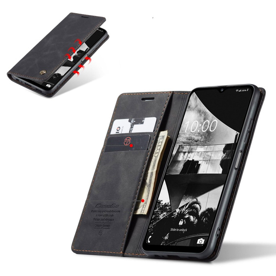 CASEME case for Samsung Galaxy M33 5G, Leather Wallet Case, black