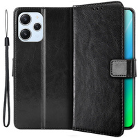Flip case for Xiaomi Redmi 12, Crazy Horse Wallet, black