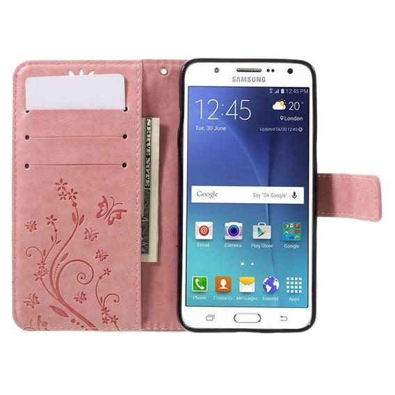 Flip case for Samsung Galaxy J5 2016, Butterfly, pink