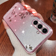Case for Samsung Galaxy A54, Glitter Flower, pink rose gold