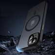 Case for iPhone 15, for MagSafe, ERBORD Matt Case, black + Screen Glass