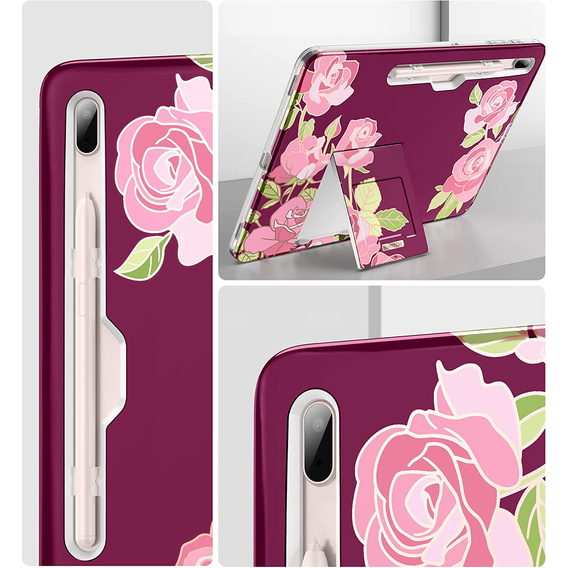 Case for Samsung Galaxy Tab S7 FE, Suritch Full Body Marble, maroon
