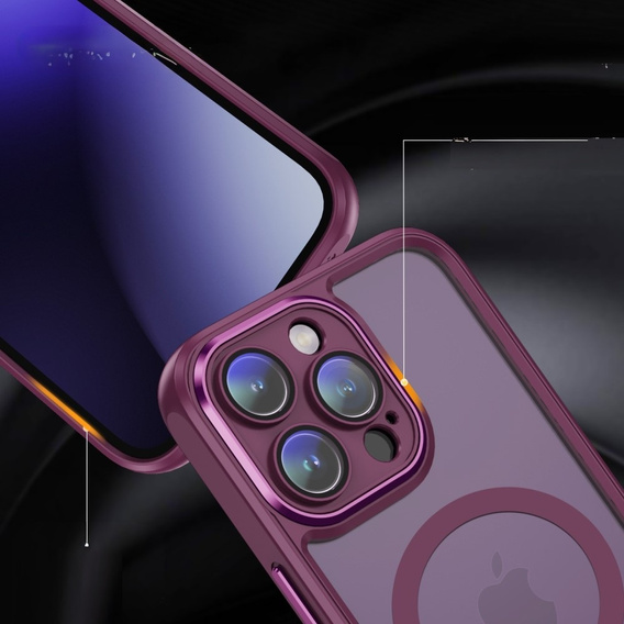 Case for iPhone 15 Pro Max, ERBORD Impact Guard, MagSafe, maroon
