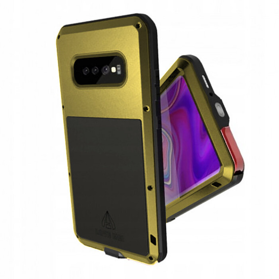 Love Mei Case for Samsung Galaxy S10+ Plus, armored with glass, yellow