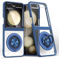 Case for Samsung Galaxy Z Flip7 FE / Z Flip6, Corners Dropproof, for MagSafe, transparent / navy blue