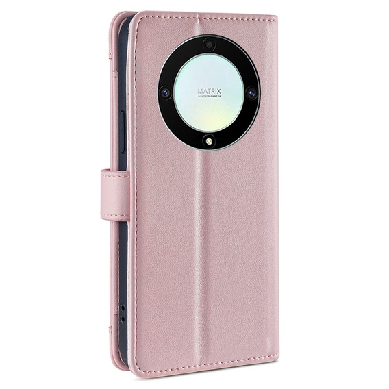Flip case for Honor Magic5 Lite, Wallet Zipper Pocket, pink