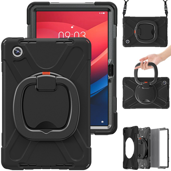 Children's case for Lenovo Tab M11, armored with strap, black
