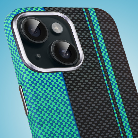 MagSafe's iPhone 15 Case, Carbon Fiber, black / blue