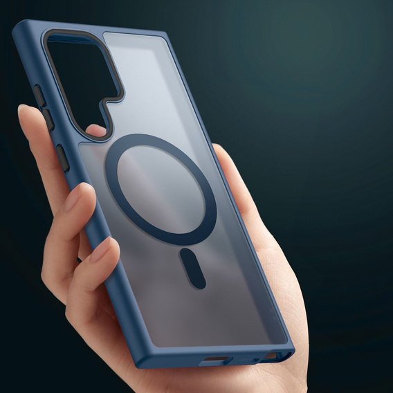 Case for Samsung Galaxy S25 Ultra, for MagSafe, ERBORD Matt Case, blue + Screen Glass