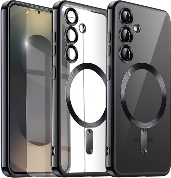 Case for Samsung Galaxy S25, Electro MagSafe, black + Screen Glass