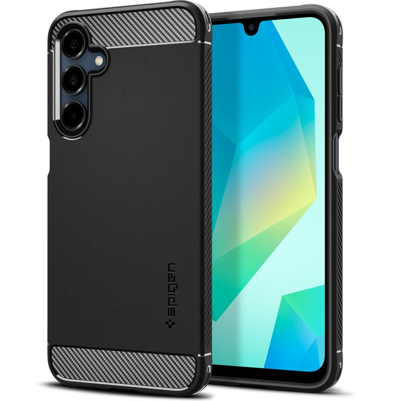 Spigen case for Samsung Galaxy A16 4G/ 5G, Rugged Armor MagSafe, black + Tempered Glass 9H