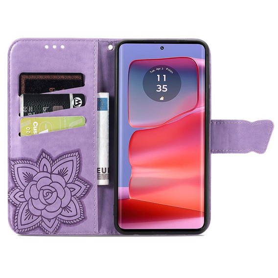 Flip case for Motorola Edge 50 Ultra, Butterfly, purple