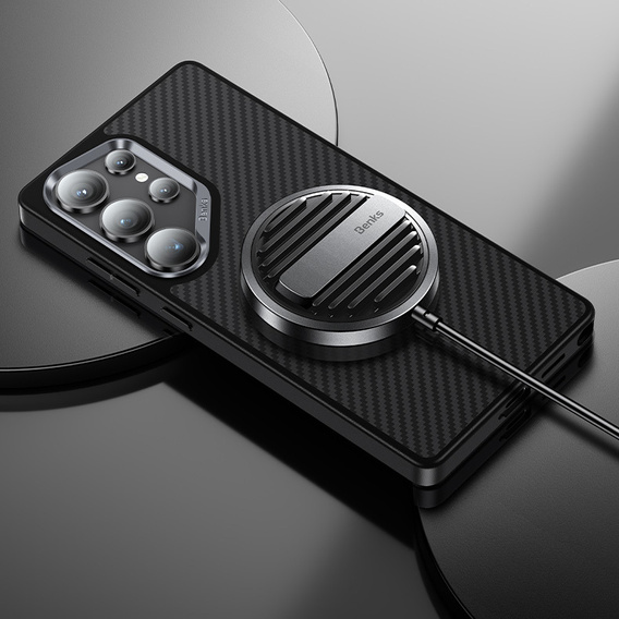 BENKS Kevlar Case for Samsung Galaxy S25, for MagSafe, Carbon Fiber, black