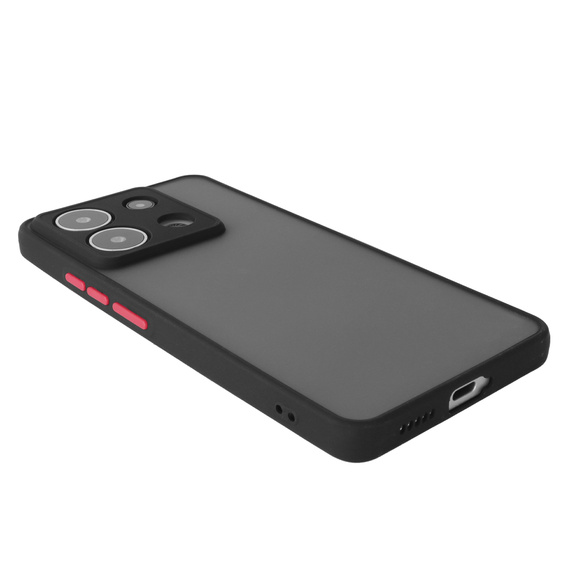 Silicone case for Xiaomi Redmi Note 13 Pro 5G, with camera protection, transparent / black + Tempered Glass 9H