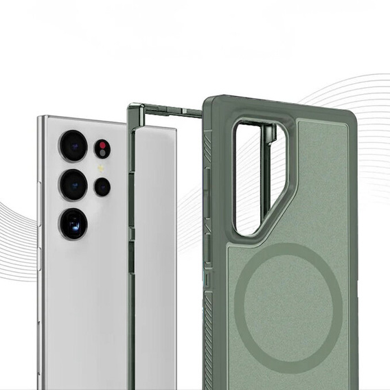 Case with frame for Samsung Galaxy S22 Ultra, for MagSafe, green