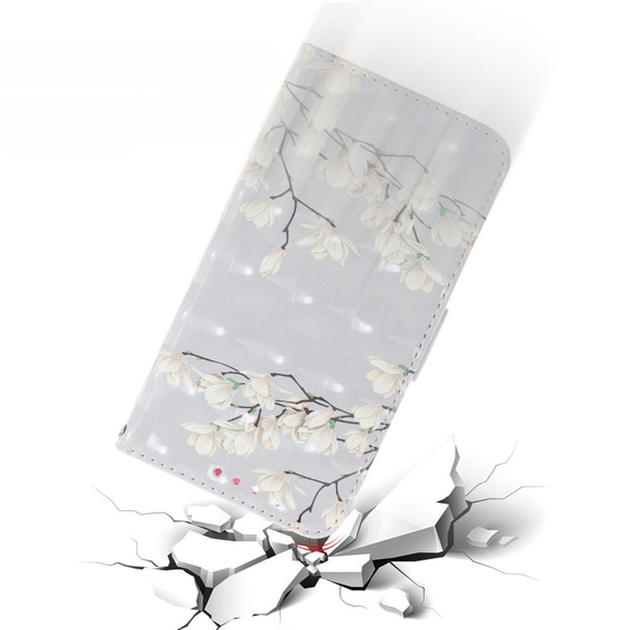 Flip case for Motorola Moto E22 / E22i, Wallet, flowers magnolia, white