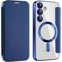 Flip case for Samsung Galaxy S25 FE, RFID Wallet MagSafe CamShield, dark blue